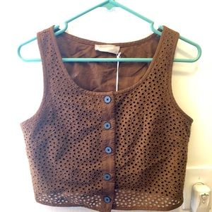 Everlane Eyelet Tank, Walnut Size 0 NWT